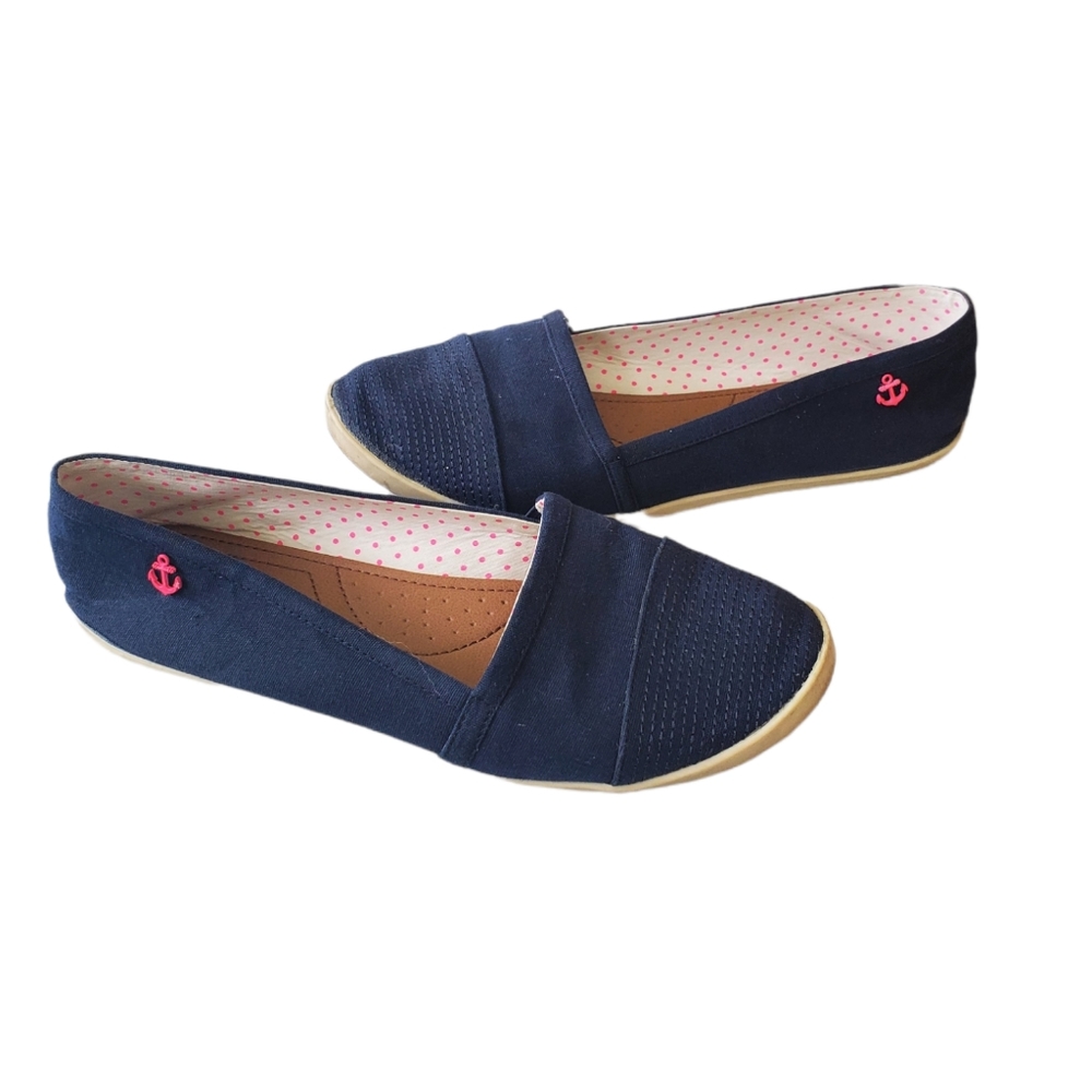 Navy canvas slip on sneakers